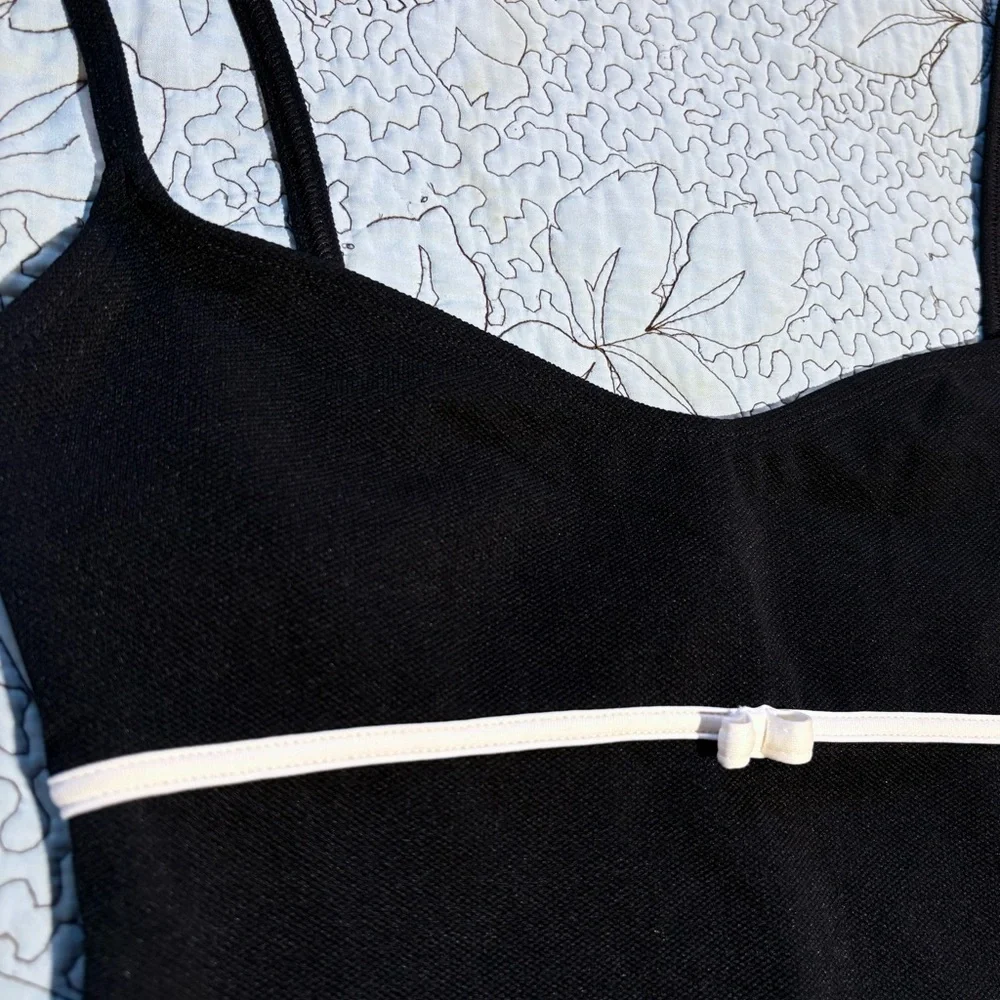 Vintage Oscar de la Renta Black White Bow One Piece Swimsuit Sz 14💛